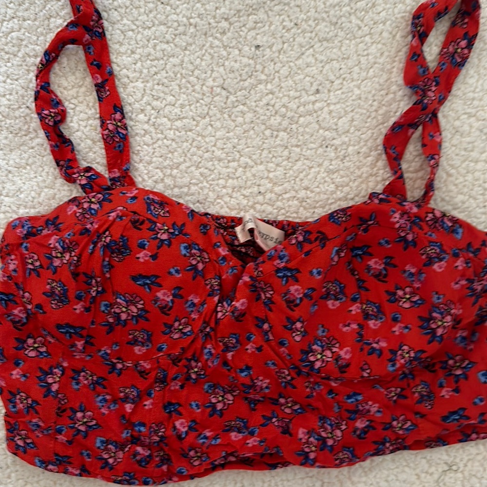 Band of Gypsies Floral Boho Crop Top with padding NWOT size Medium